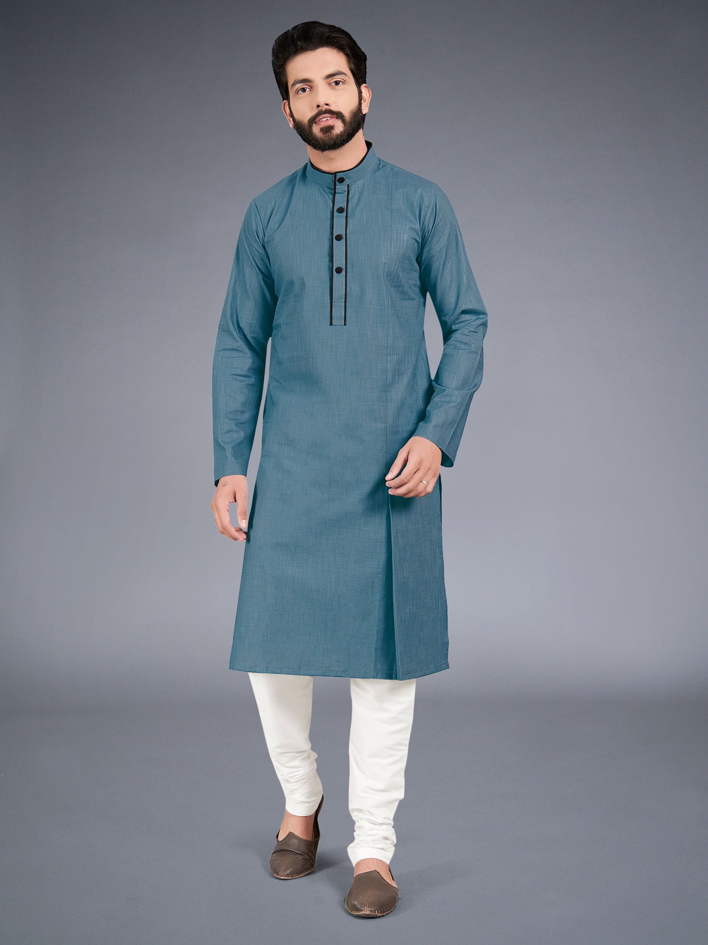 Metal Grey Straight Kurta Set