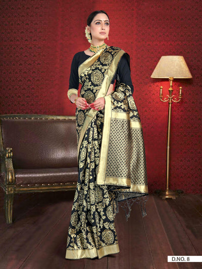 Black Woven Banarasi Saree - House of Vardha