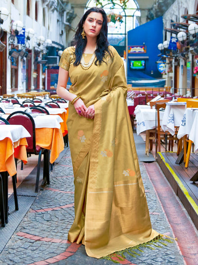 Equator Yellow Kanjeevaram Silk Blend Saree