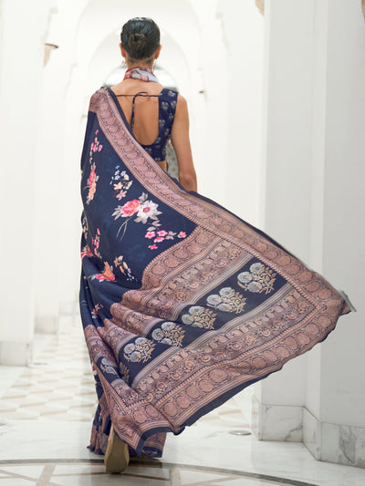 Oxford Blue  Bollywood Crepe Saree
