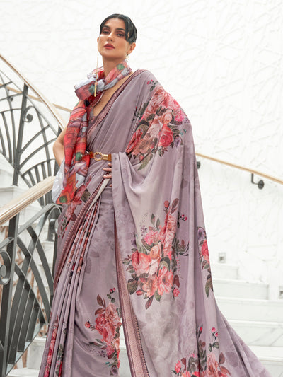 Silver  Bollywood Crepe Saree