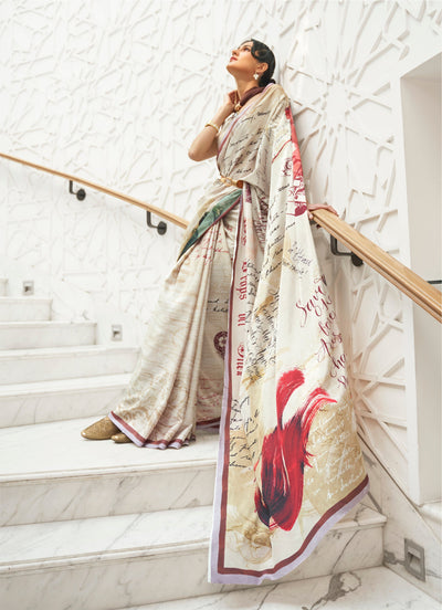 Snow White Bollywood Crepe Saree