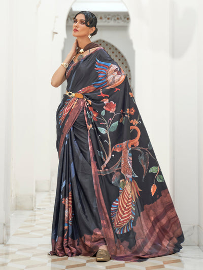 Pitch Black Bollywood Crepe Saree