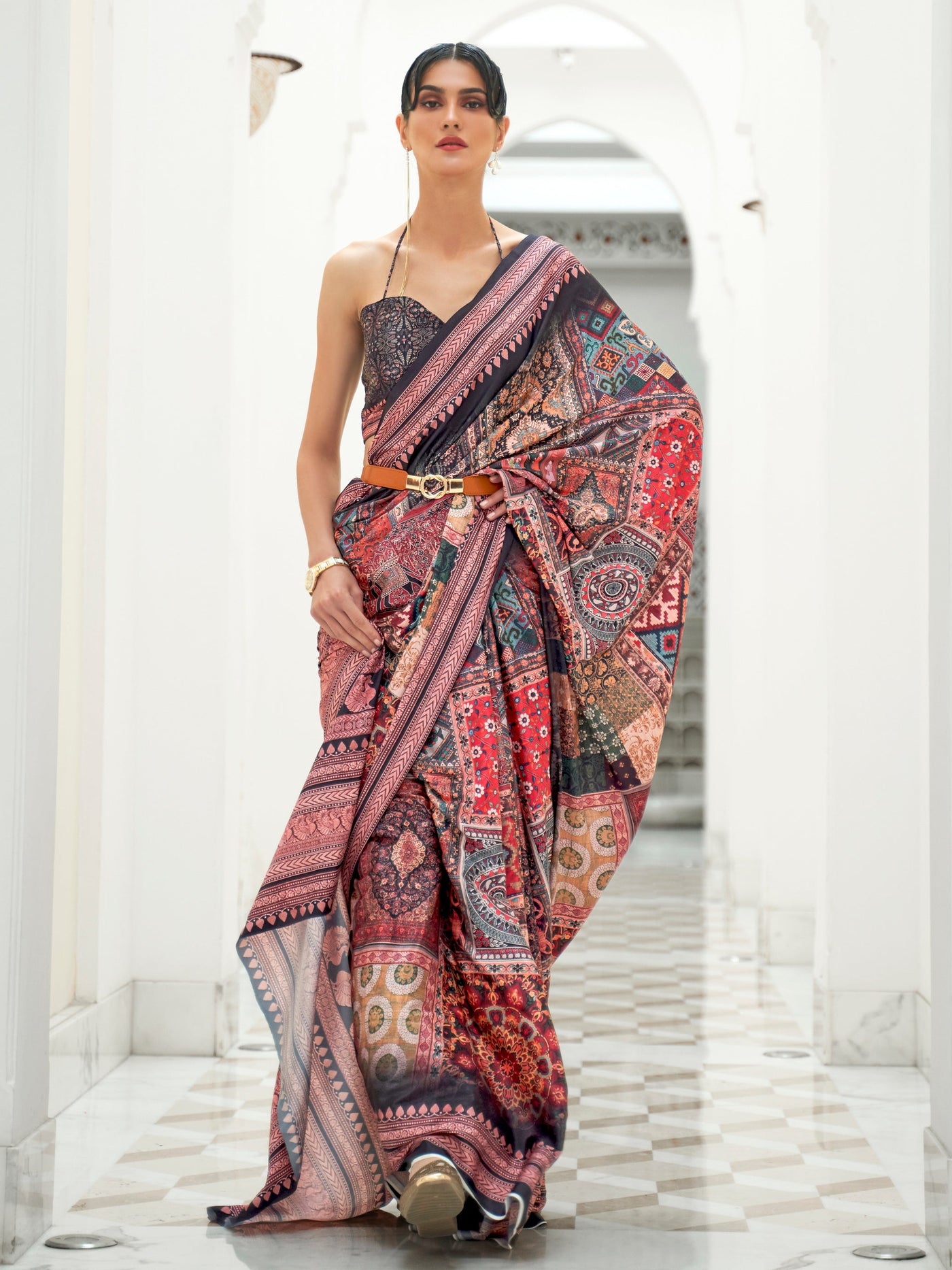 Multi  Bollywood Crepe Saree