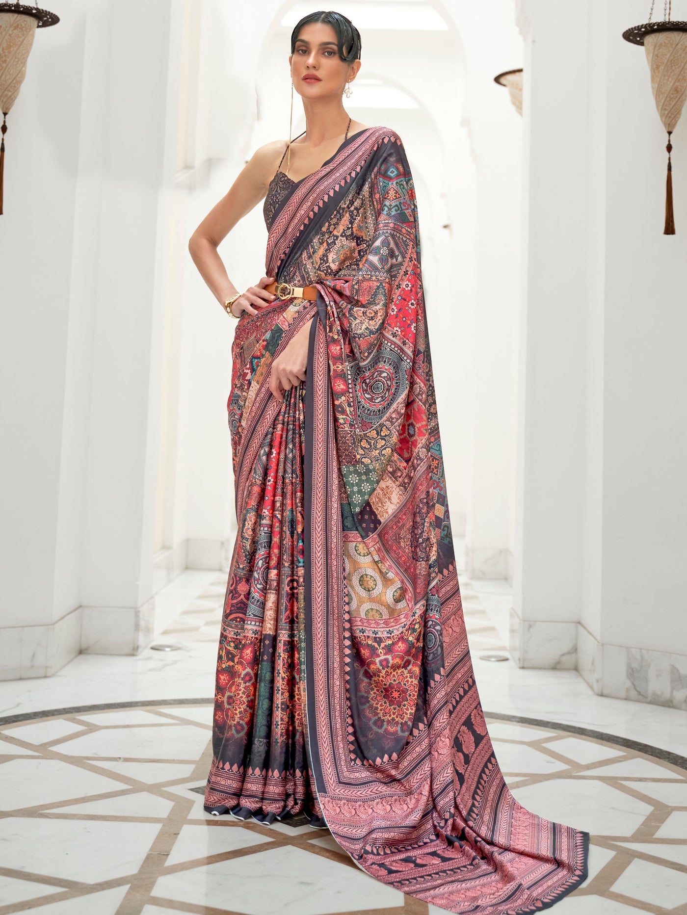 Multi  Bollywood Crepe Saree
