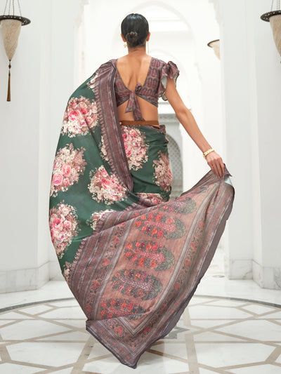 Brunswick Green Bollywood Crepe Saree