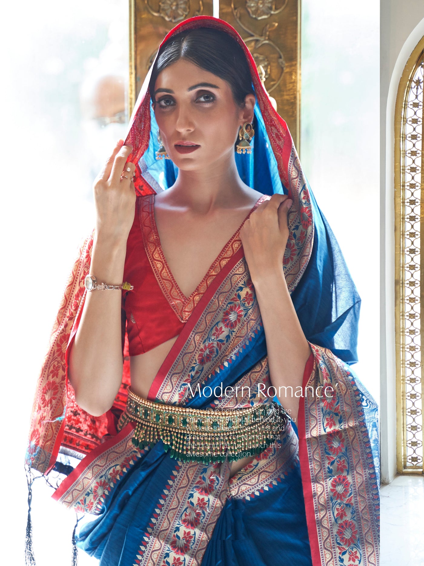 True Blue Banarasi Silk Blend Saree
