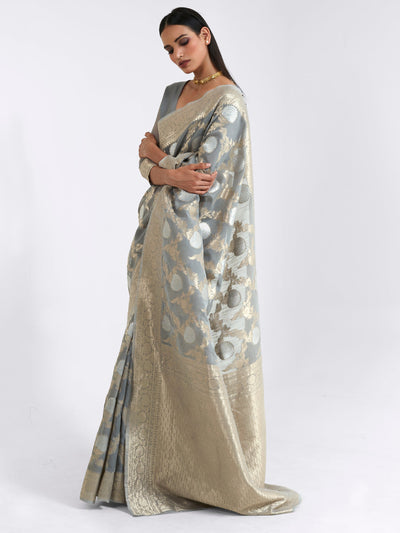 Ash Grey  Linen Linen Saree