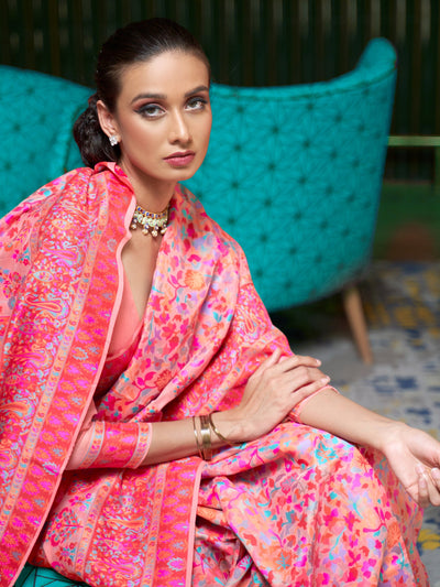 Salmon -Multi  Pashmina Linen Saree