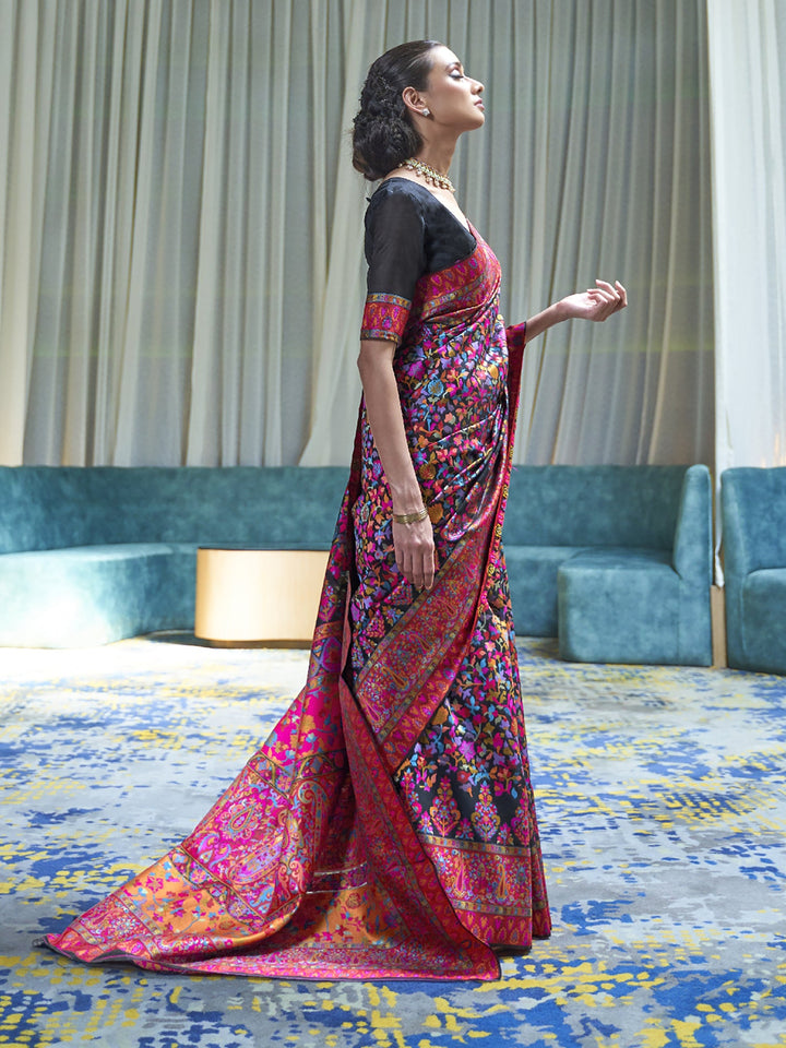 Onyx-Multi  Pashmina Linen Saree