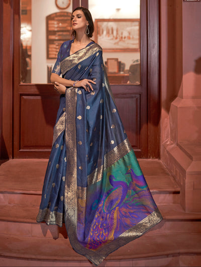 Oxford Blue  Bollywood Silk Blend Saree