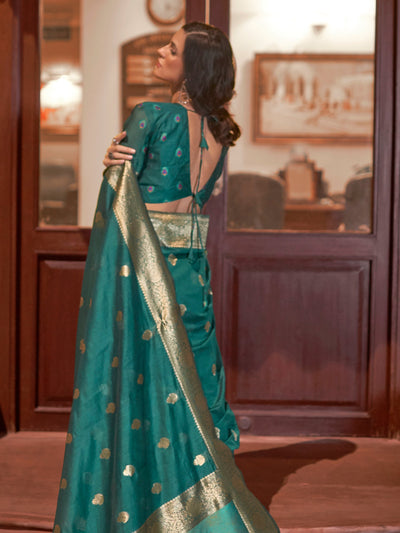 Midnight Green Bollywood Silk Blend Saree