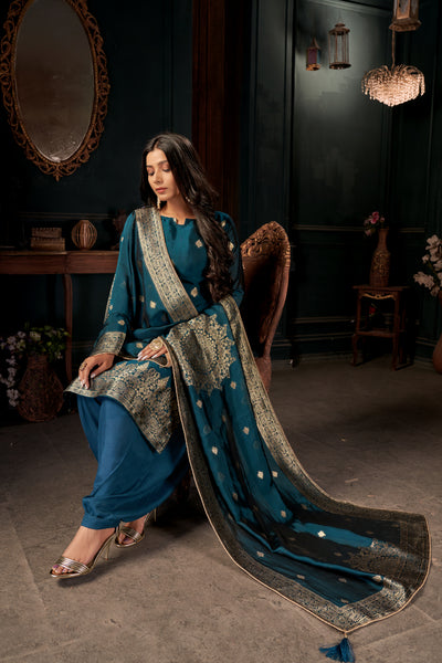 Pacific Blue Pure Viscose Unstitched Dress Material