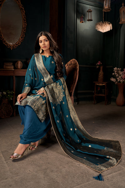 Pacific Blue Pure Viscose Unstitched Dress Material