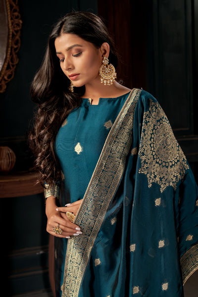 Pacific Blue Pure Viscose Unstitched Dress Material