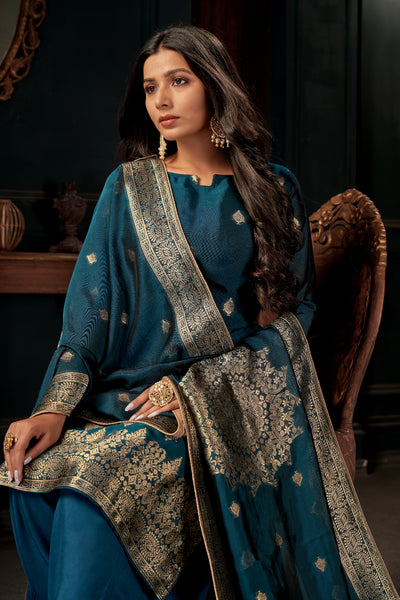 Pacific Blue Pure Viscose Unstitched Dress Material