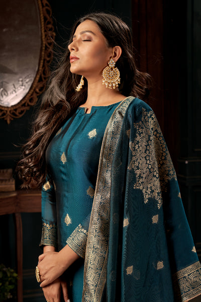 Pacific Blue Pure Viscose Unstitched Dress Material