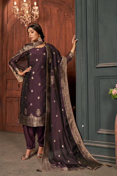 Royal Purple Pure Viscose Unstitched Dress Material