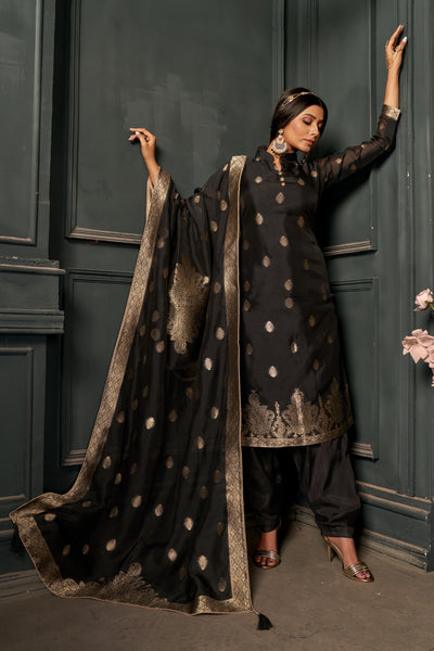 Slate Black Pure Viscose Unstitched Dress Material