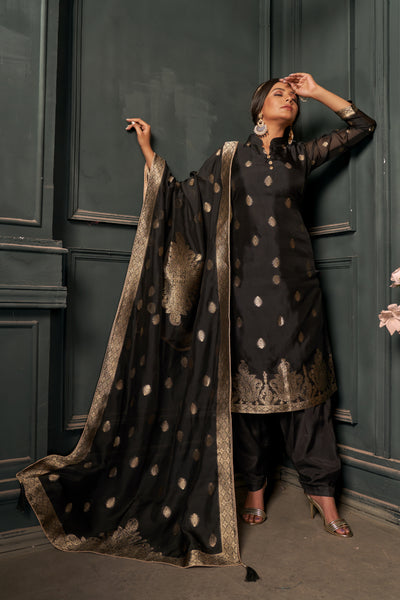 Slate Black Pure Viscose Unstitched Dress Material