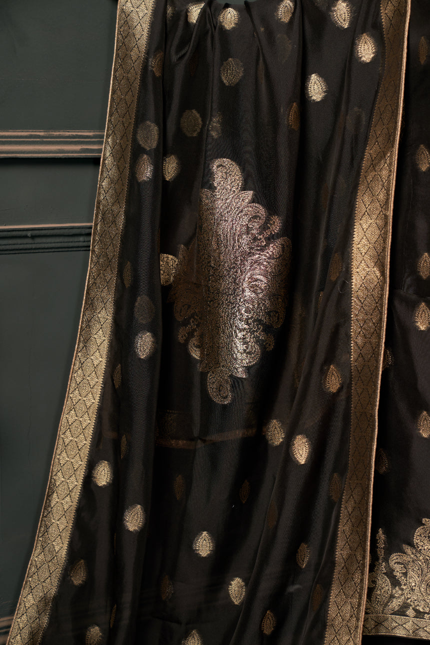 Slate Black Pure Viscose Unstitched Dress Material