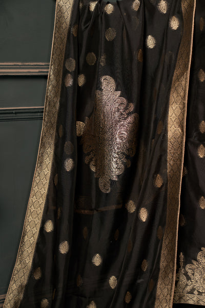 Slate Black Pure Viscose Unstitched Dress Material