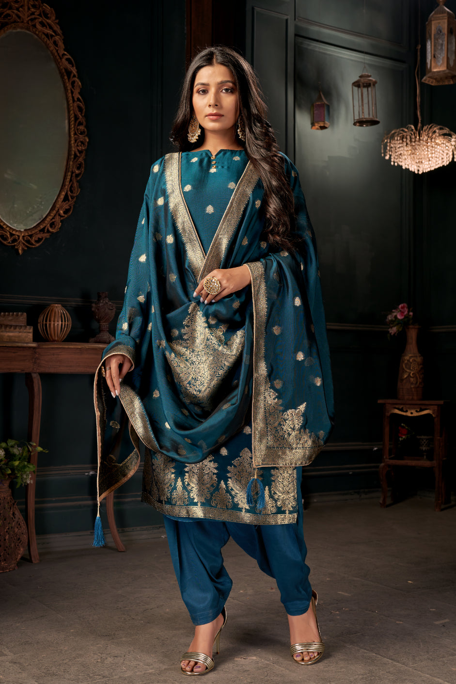 Pacific Blue Pure Viscose Unstitched Dress Material