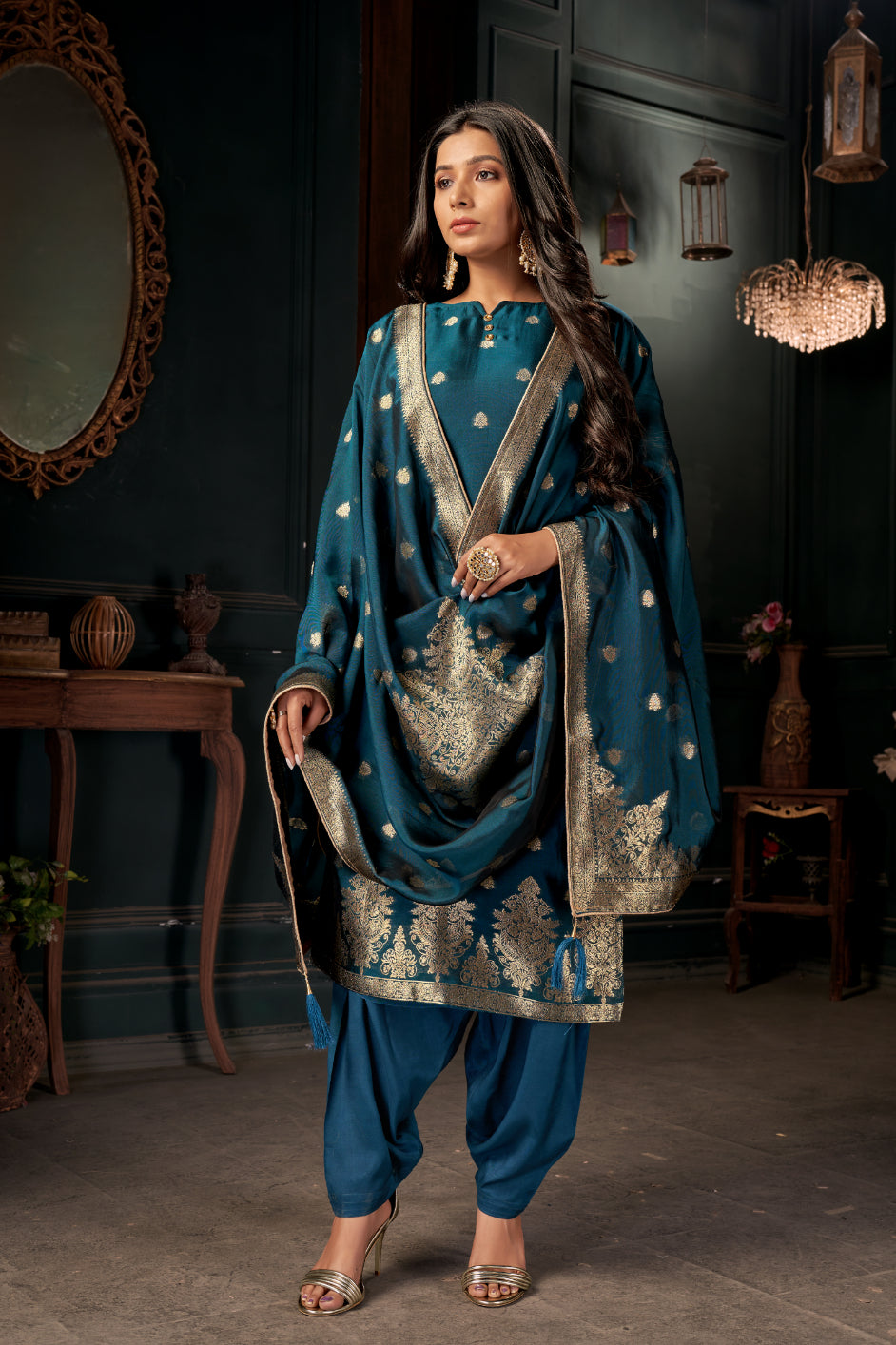 Pacific Blue Pure Viscose Unstitched Dress Material