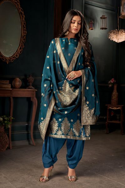 Pacific Blue Pure Viscose Unstitched Dress Material