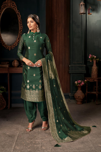 Bottle Green Pure Viscose Unstitched Dress Material