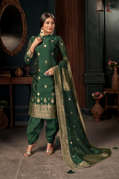 Bottle Green Pure Viscose Unstitched Dress Material