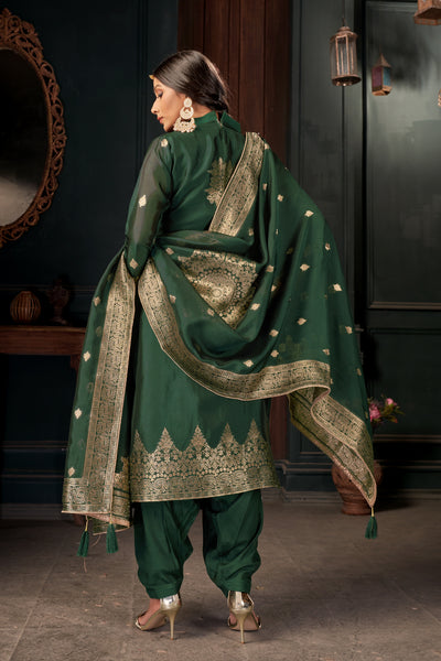 Bottle Green Pure Viscose Unstitched Dress Material