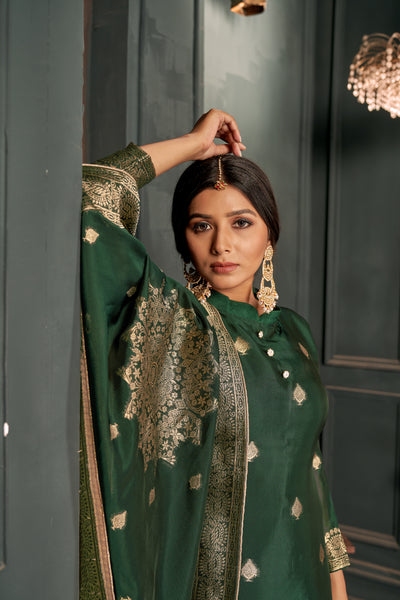 Bottle Green Pure Viscose Unstitched Dress Material