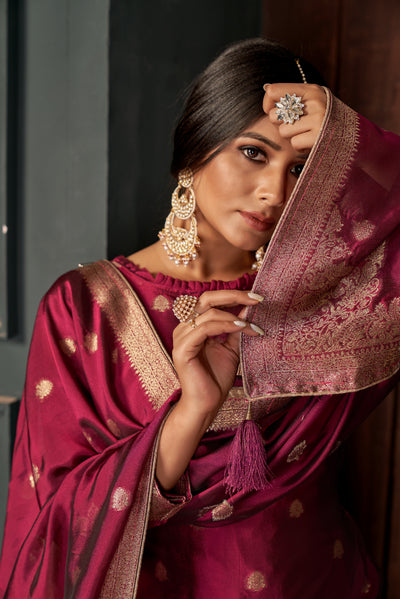 Dark Pink Pure Viscose Unstitched Dress Material