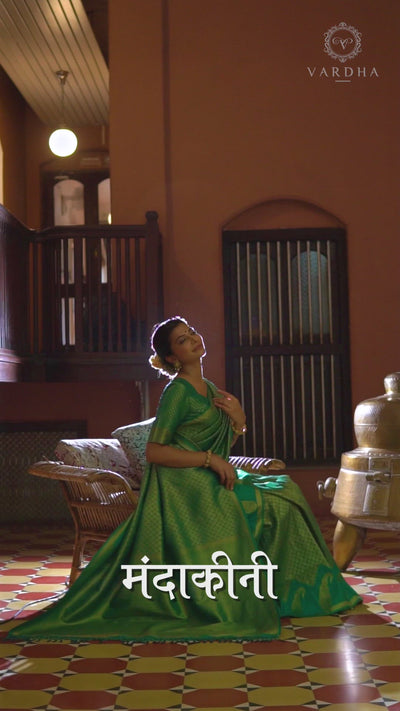 Teal Green Golden Zari Kanjeevaram Silk Saree